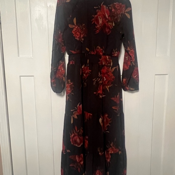 Frye & Co Floral Black and Red Women's Dress - Picture 6 of 8